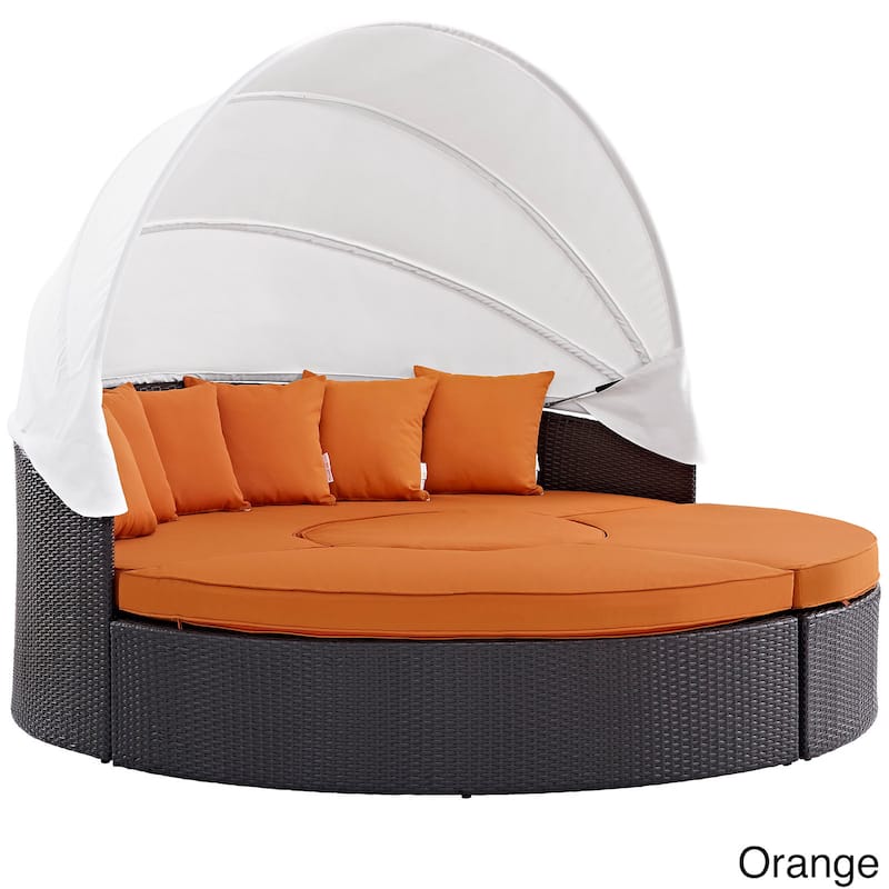 Convene 86-inch Canopy Outdoor Patio Daybed - Espresso Orange