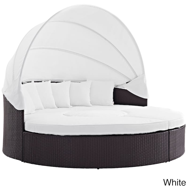 Convene 86-inch Canopy Outdoor Patio Daybed - Espresso White