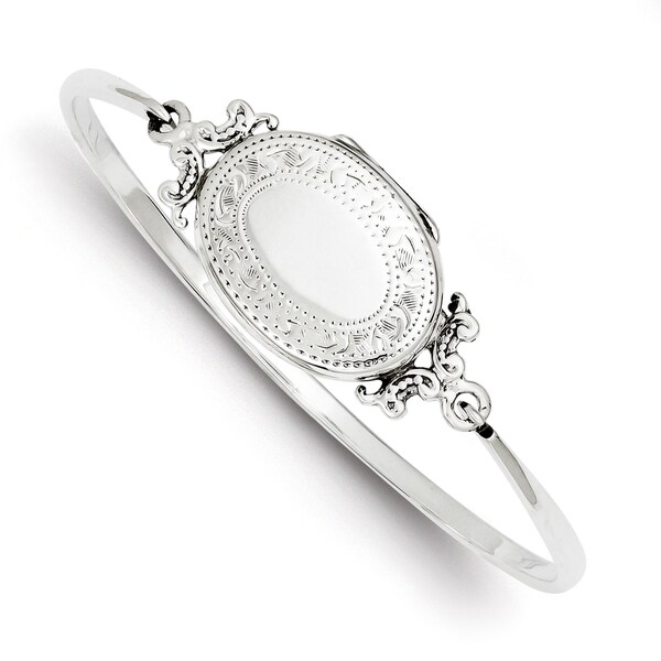 Versil Sterling Silver Etched Locket Bangle Bracelet Free Versil Sterling Silver Etched Locket Bangle Bracelet