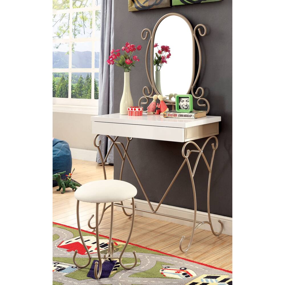 Furniture of America Gess Contemporary Gold Metal 2-piece Vanity Set