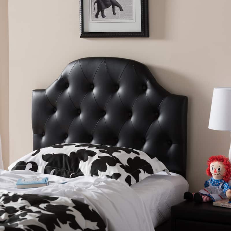 Baxton Studio Midas Modern and Contemporary Twin Size Faux Leather Upholstered Button-tufted Scalloped Headboard