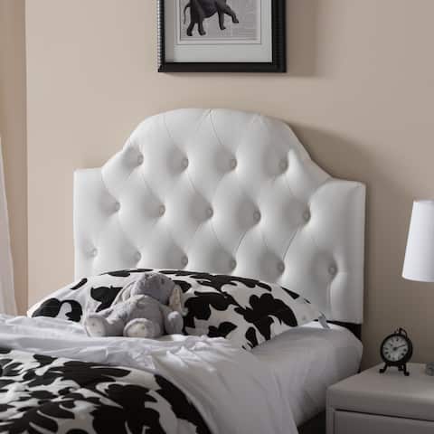 Baxton Studio Midas Modern and Contemporary Twin Size Faux Leather Upholstered Button-tufted Scalloped Headboard