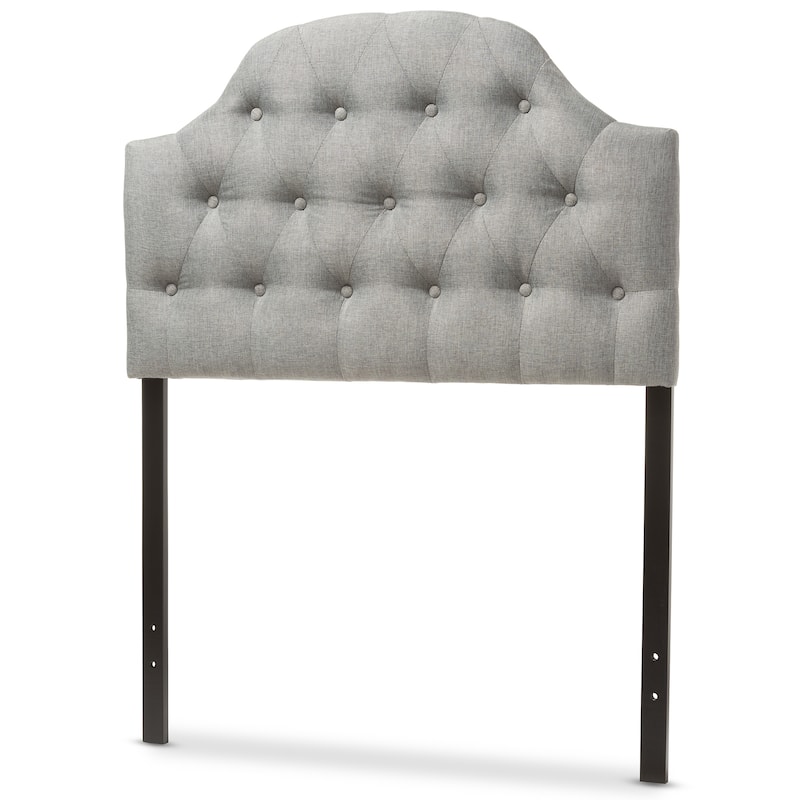 Baxton Studio Midas Modern and Contemporary Twin Size Fabric Upholstered Button-tufted Scalloped Headboard