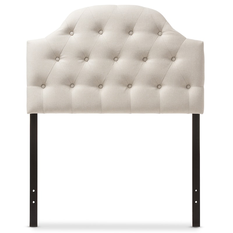 Baxton Studio Midas Modern and Contemporary Twin Size Fabric Upholstered Button-tufted Scalloped Headboard