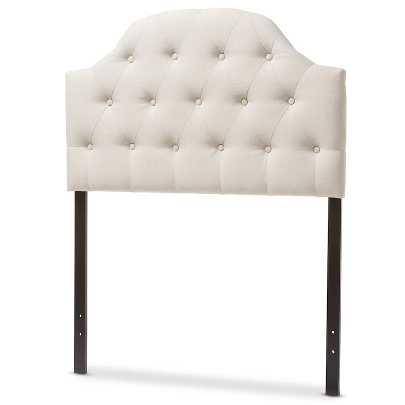 Baxton Studio Midas Modern and Contemporary Twin Size Fabric Upholstered Button-tufted Scalloped Headboard