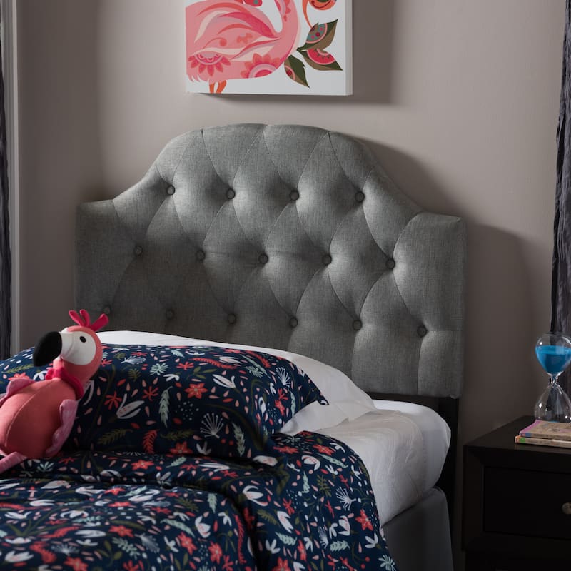 Baxton Studio Midas Modern and Contemporary Twin Size Fabric Upholstered Button-tufted Scalloped Headboard