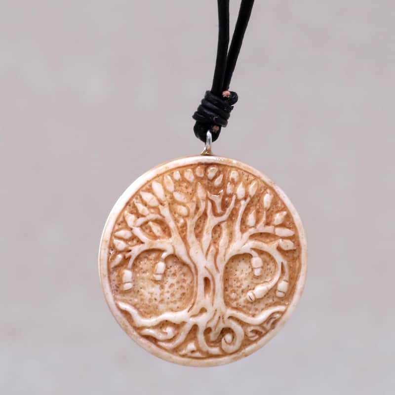 Handmade Leather 'Sacred Tree' Necklace (Indonesia)
