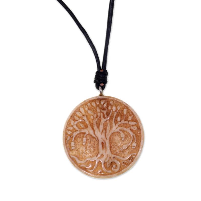 Handmade Leather 'Sacred Tree' Necklace (Indonesia)