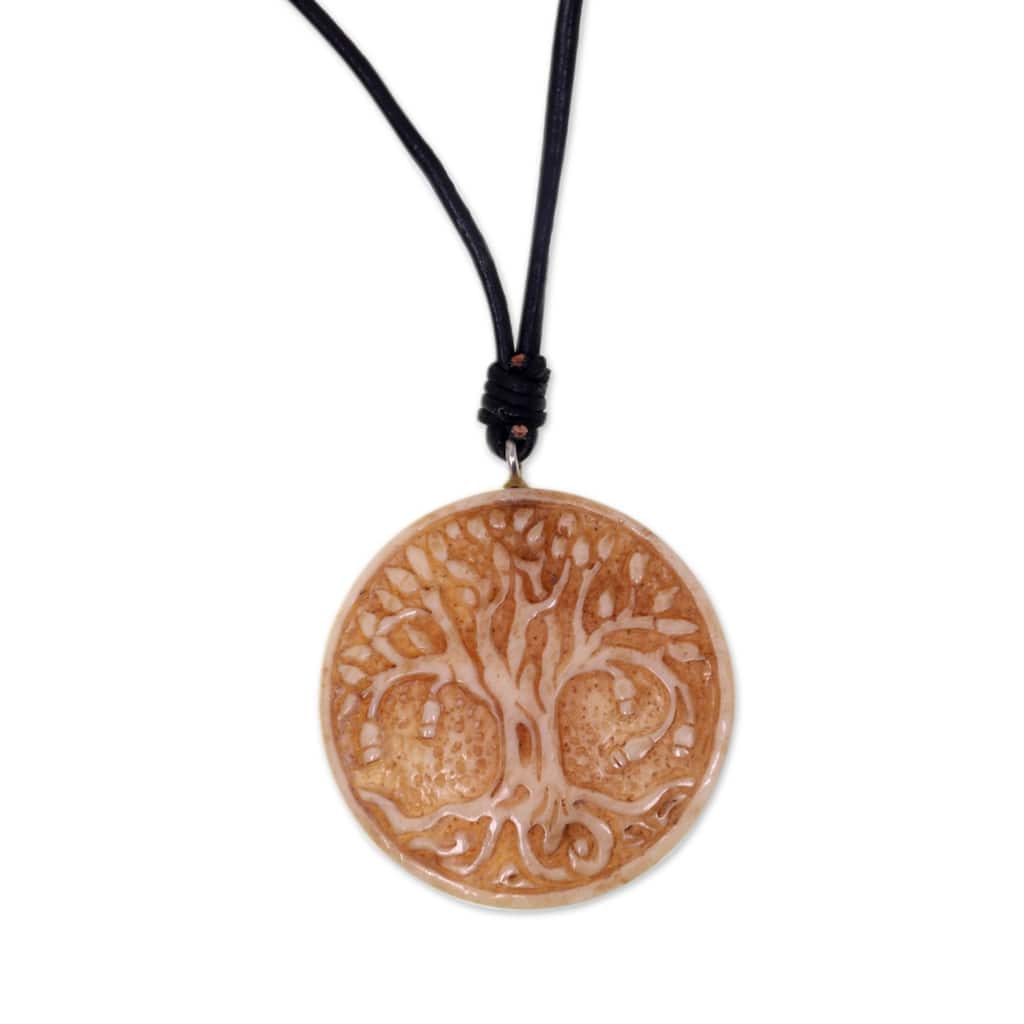 Handmade Leather 'Sacred Tree' Necklace (Indonesia)