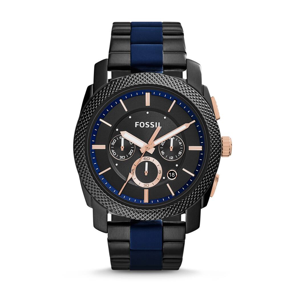 Fossil Men's FS5164 Machine Chronograph Black Dial Two-Tone Bracelet Watch