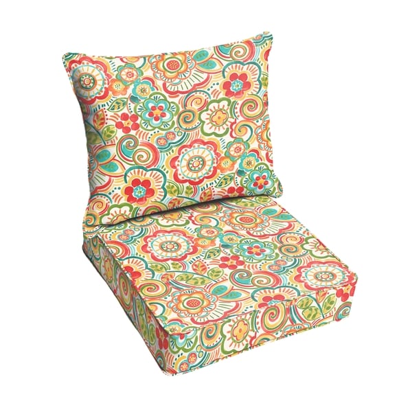 Shop Red Rio Floral Indoor/ Outdoor Corded Chair Cushion And Pillow Set