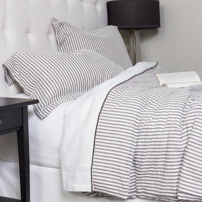 Connie Grey Cotton Seersucker Duvet Cover