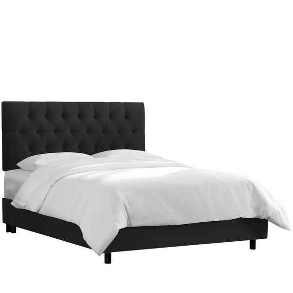 Skyline Furniture Black Velvet Tufted Bed