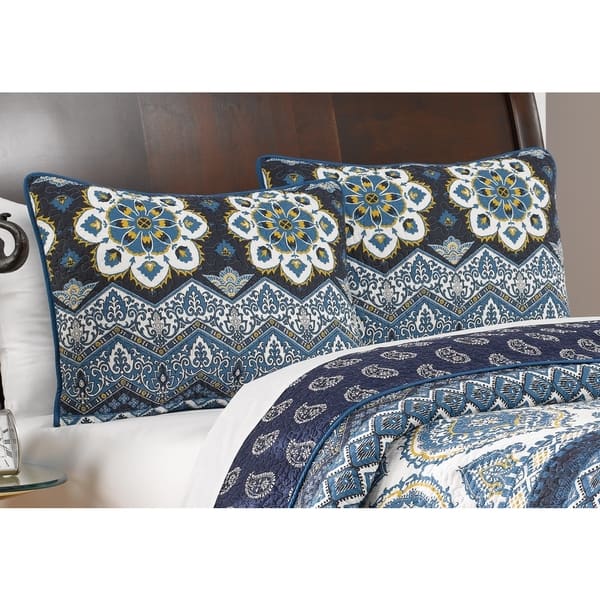 Greenland Home Fashions Medina Indigo Pillow Sham Set Bed Bath