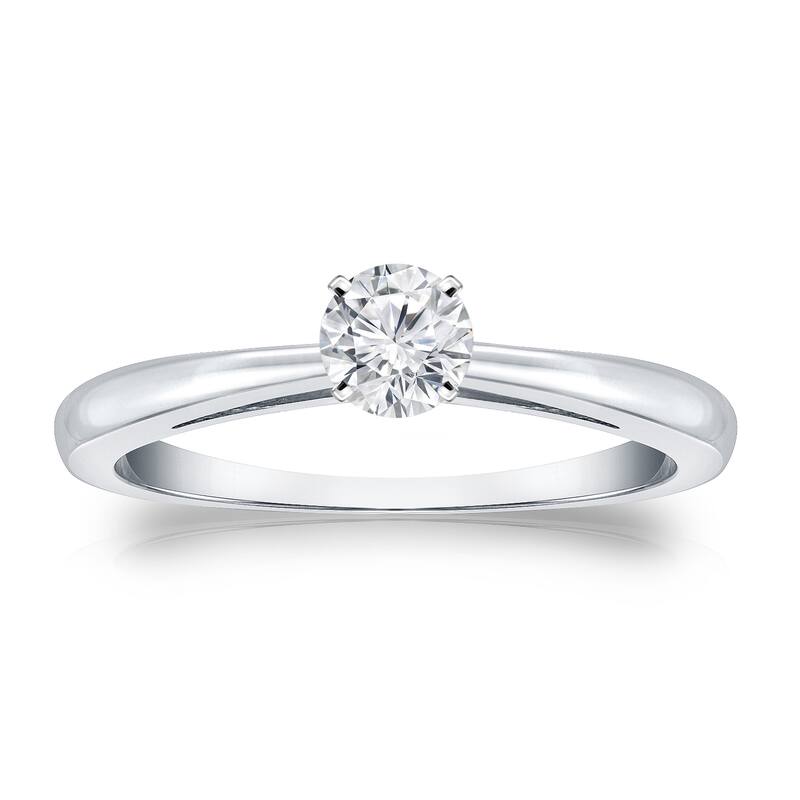 Auriya 1/4ct TDW Round-cut Solitaire Diamond Engagement Ring Platinum