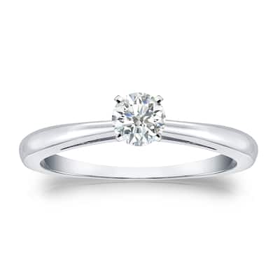 Auriya Platinum 1/4ct TDW Round Solitaire Diamond Engagement Ring