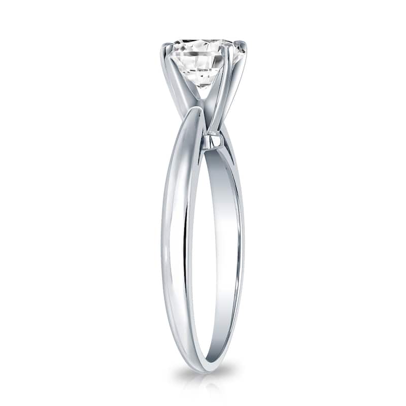 Auriya Platinum 1/3ctw Round Solitaire Diamond Engagement Ring (H-I, VS1-VS2)