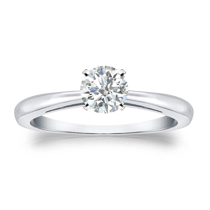 Auriya Platinum 1/3cttw Round Solitaire Diamond Engagement Ring