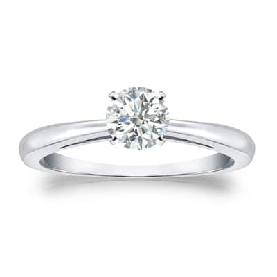 Auriya Platinum 1/3cttw Round Solitaire Diamond Engagement Ring