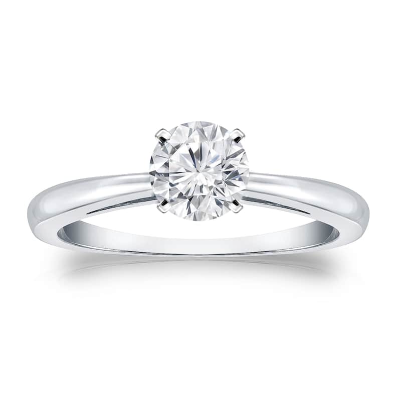 Auriya Platinum 1/2ctw Round Solitaire Diamond Engagement Ring