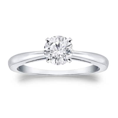 Auriya Platinum 1/2ctw Round Solitaire Diamond Engagement Ring