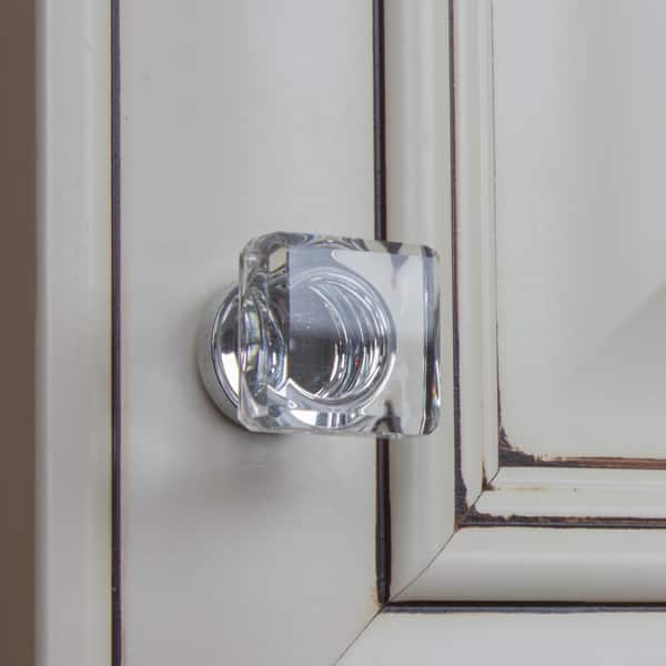 Shop Gliderite 1 Inch Polished Chrome Square Glass Cabinet Knobs