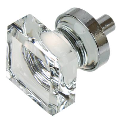 GlideRite 1-inch Polished Chrome Square Glass Cabinet Knobs (Pack of 10 or 25)