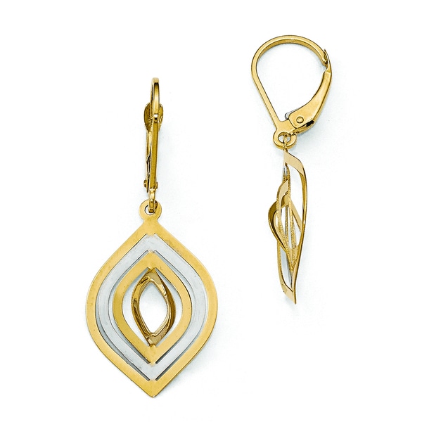 Shop Versil 14k with Rhodium Polished Leverback Earrings - Free ...