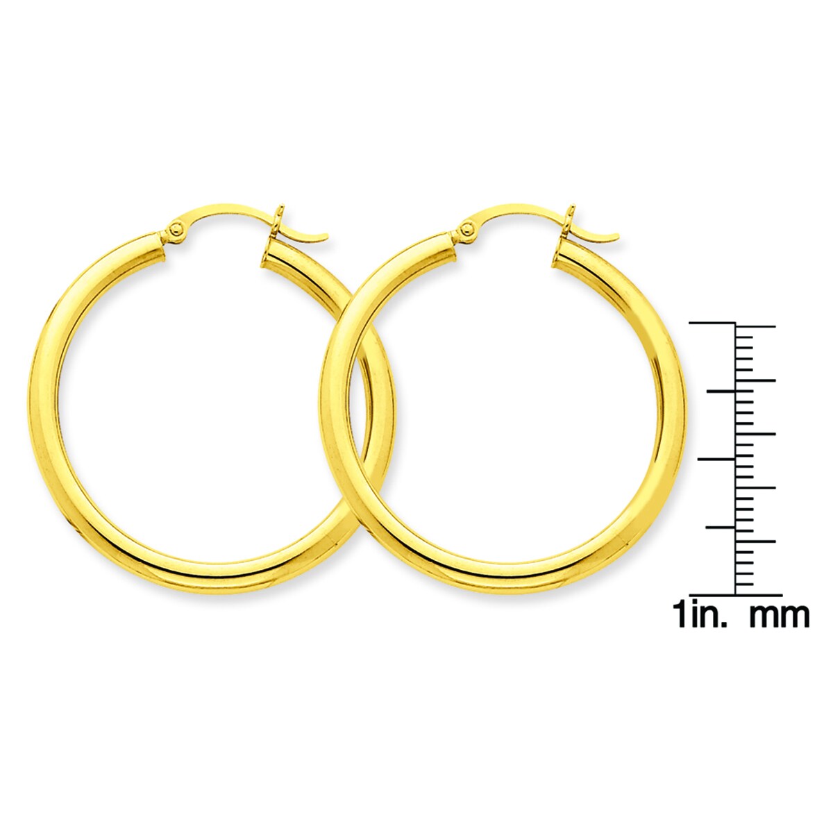 14k 3mm Light Tube Hoop Earrings 
