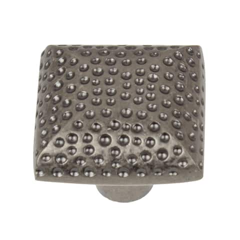 GlideRite 1.25-inch Aged Pewter Hammered Square Cabinet Knobs (Pack of 10 or 25)