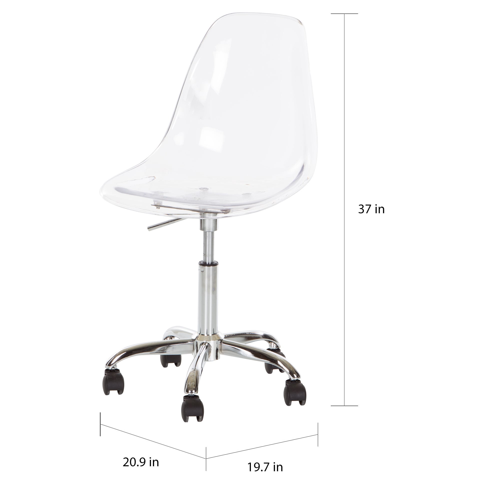 Shop South Shore Clear Acrylic Office Chair With Wheels On Sale