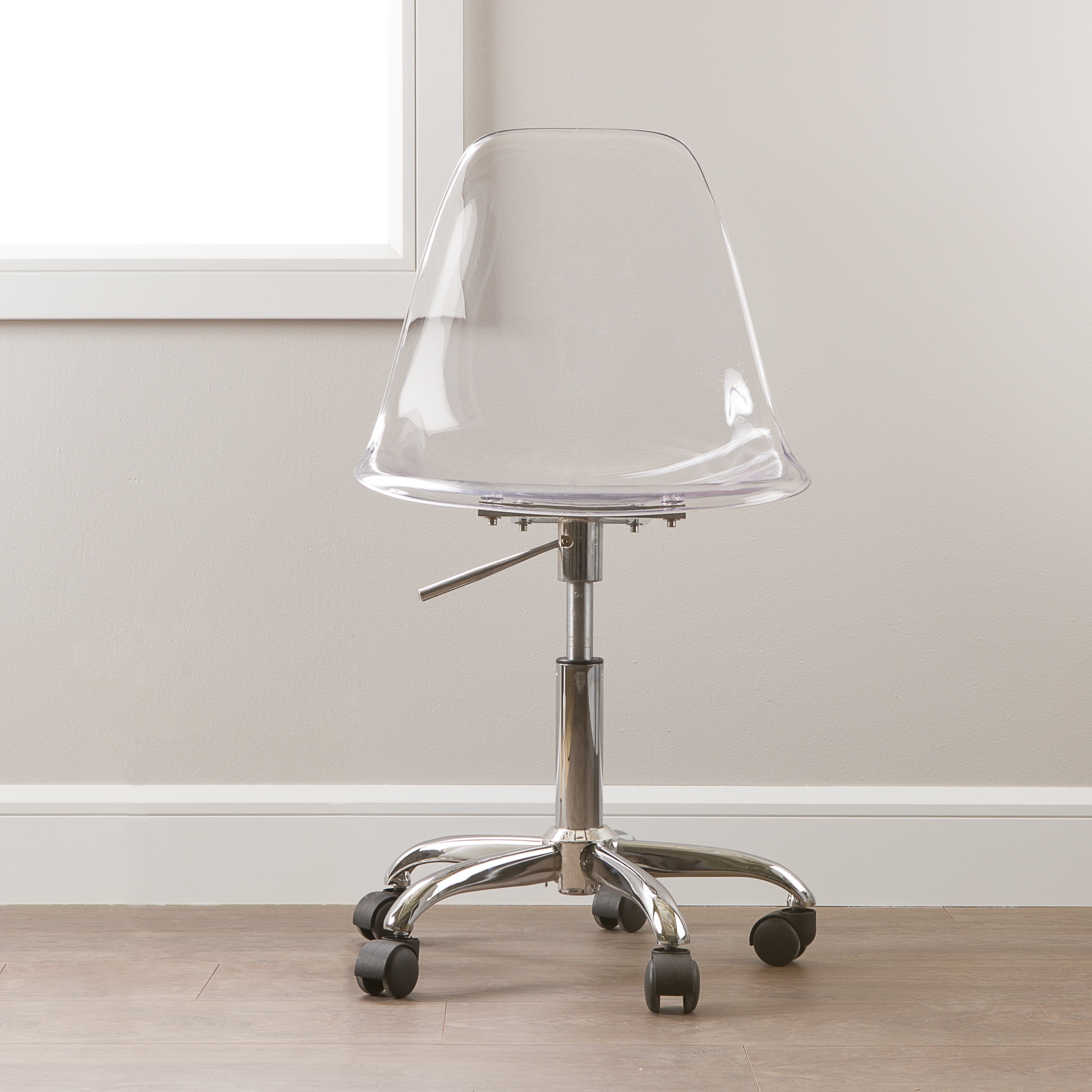 Desk chair clear acrylic adjustable height 5 wheels home office furniture new