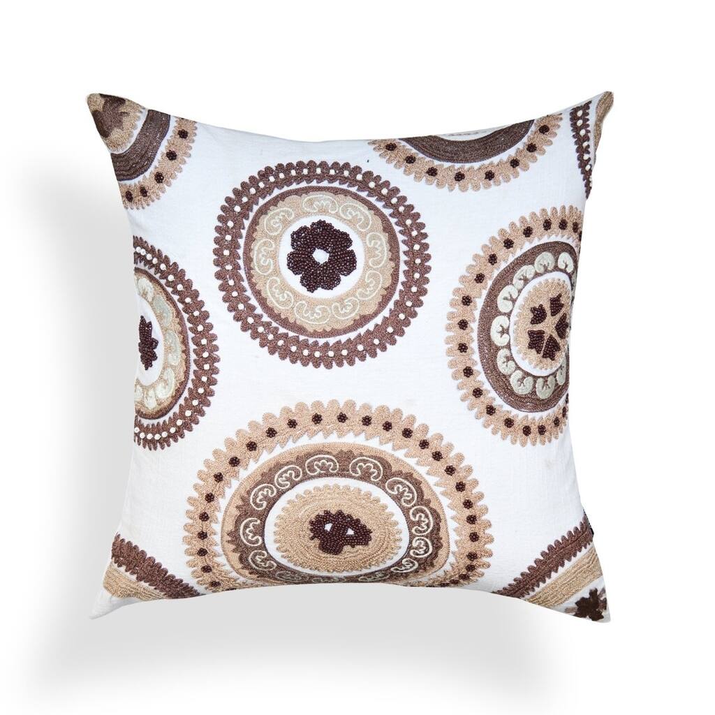 Maryam Brown/ White Suzani 20-inch Pillow