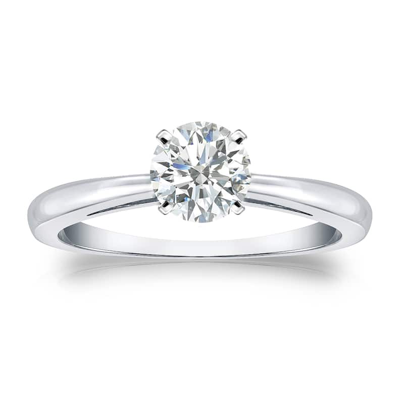 Auriya Platinum 1/2ctw Round Solitaire Diamond Engagement Ring