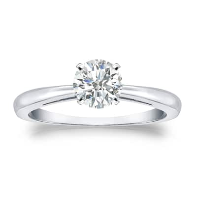 Auriya Platinum 1/2ctw Round Solitaire Diamond Engagement Ring