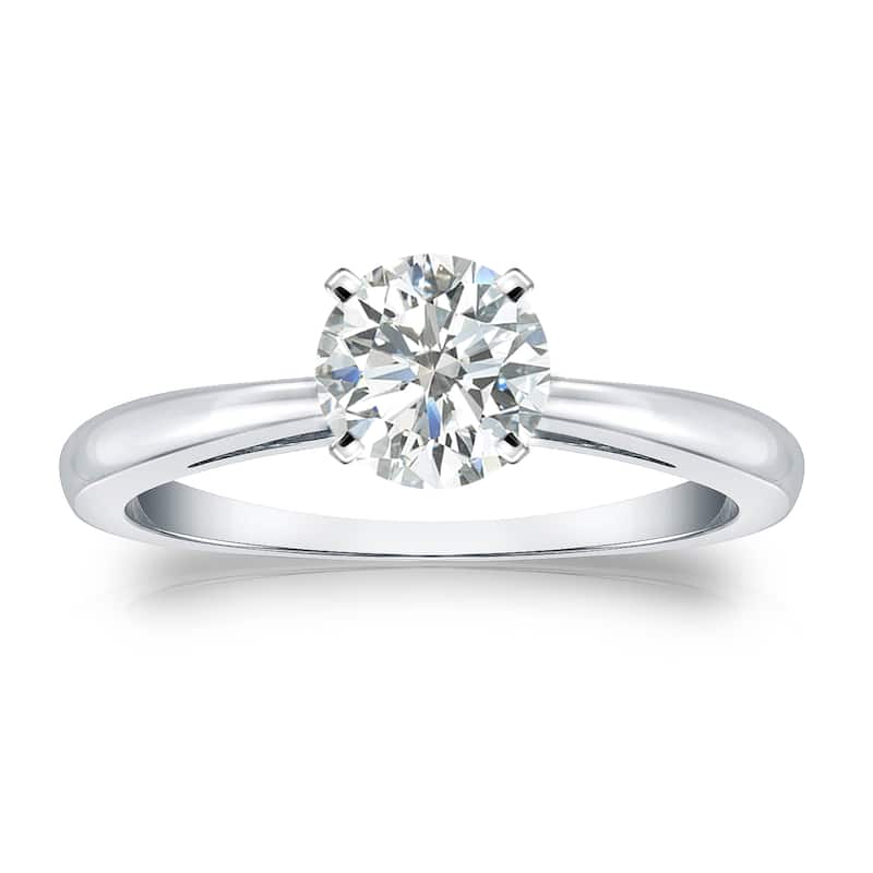 Auriya 3/4ct TDW Round Solitaire Diamond Engagement Ring Platinum