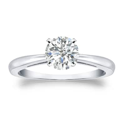 Auriya 3/4ct TDW Round Solitaire Diamond Engagement Ring Platinum