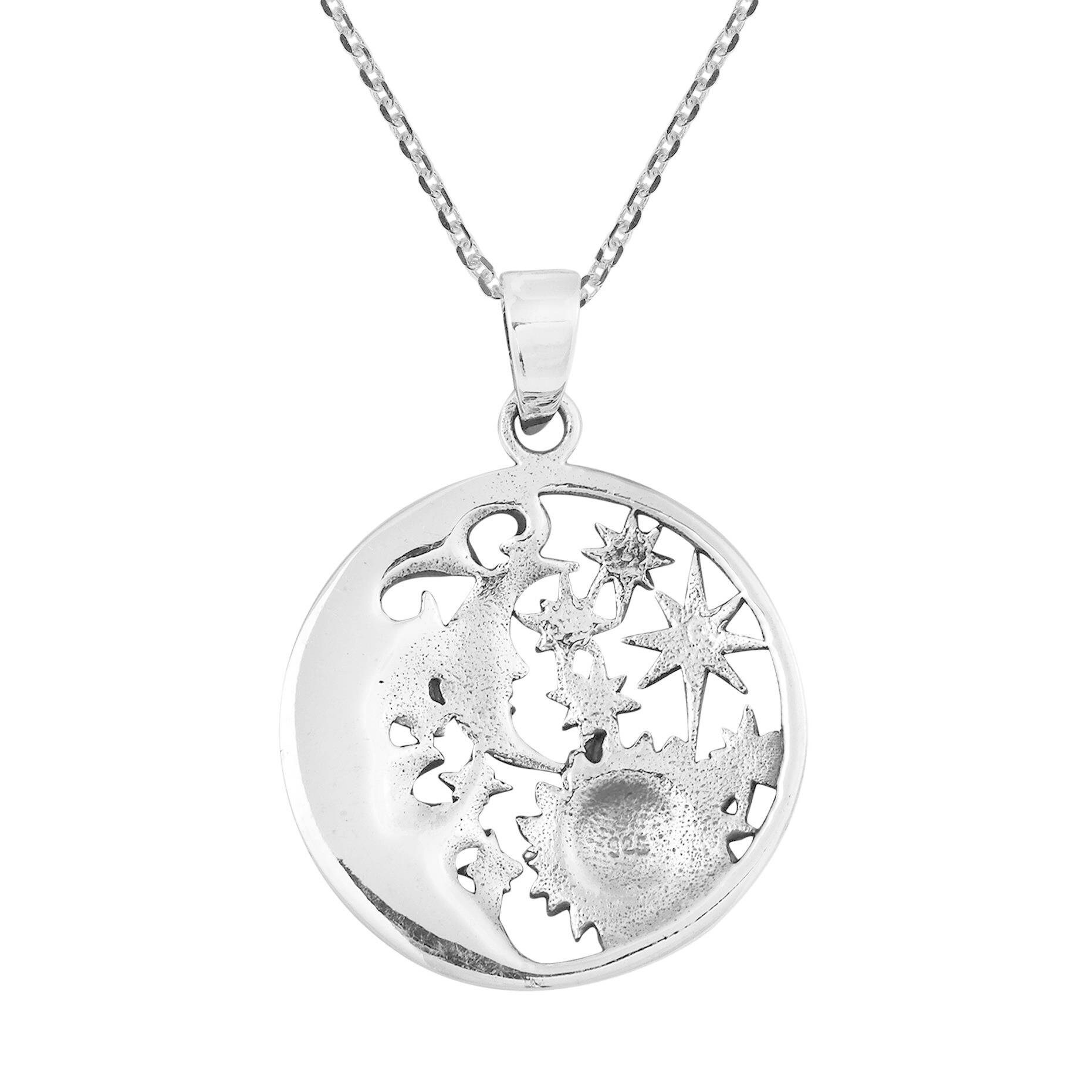 Handmade Celestial Amulet Sun Moon And Star Sterling Silver Necklace Thailand On Sale Overstock