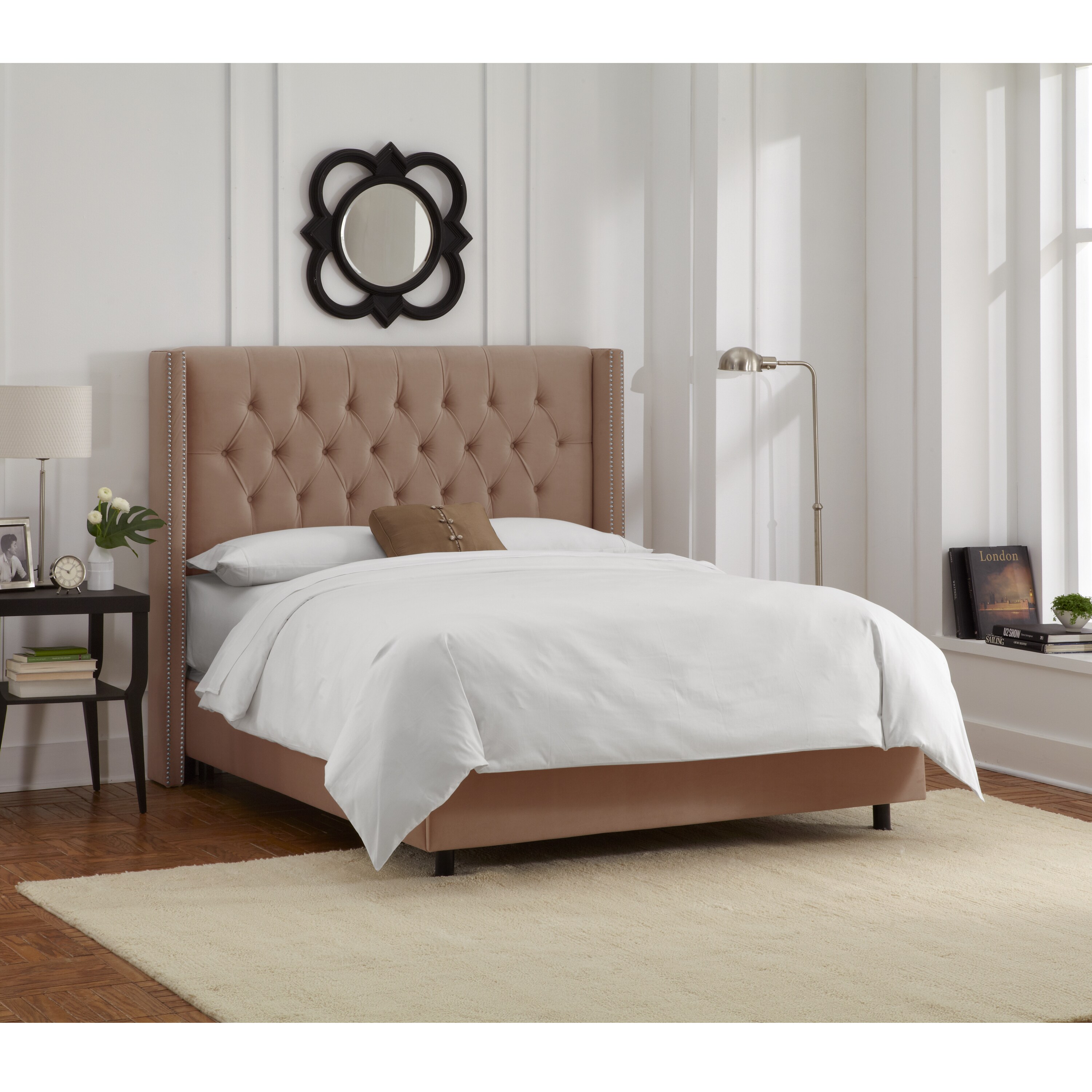 Skyline Furniture Cocoa Velvet Diamond Tufted Wingback Nail Bed Bed Bath Beyond 11470220