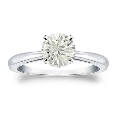 Auriya Platinum 1ctw Round Solitaire Diamond Engagement Ring (J-K, I1-I2)