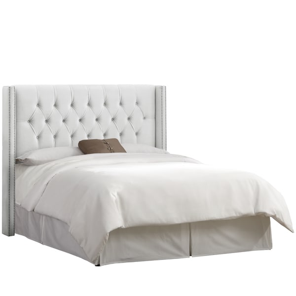 Shop Skyline Furniture White Velvet Diamond Tufted Wingback Headboard