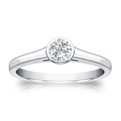 Auriya 18k Gold 1/4ctw Bezel Solitaire Diamond Engagement Ring