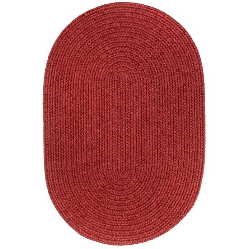Rhody Rug Woolux Braided Wool Flatweave Oval Rug - 8' x 11' Oval - Scarlet