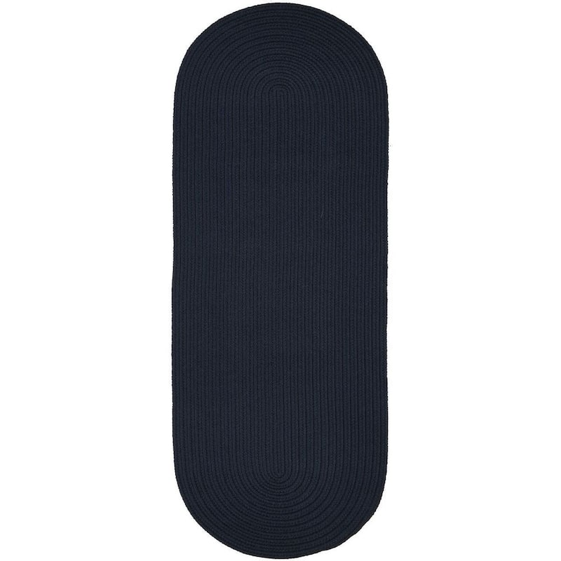 Rhody Rug Madeira Indoor/ Outdoor Braided Rounded Area Rug - Navy - 2' x 8' Runner