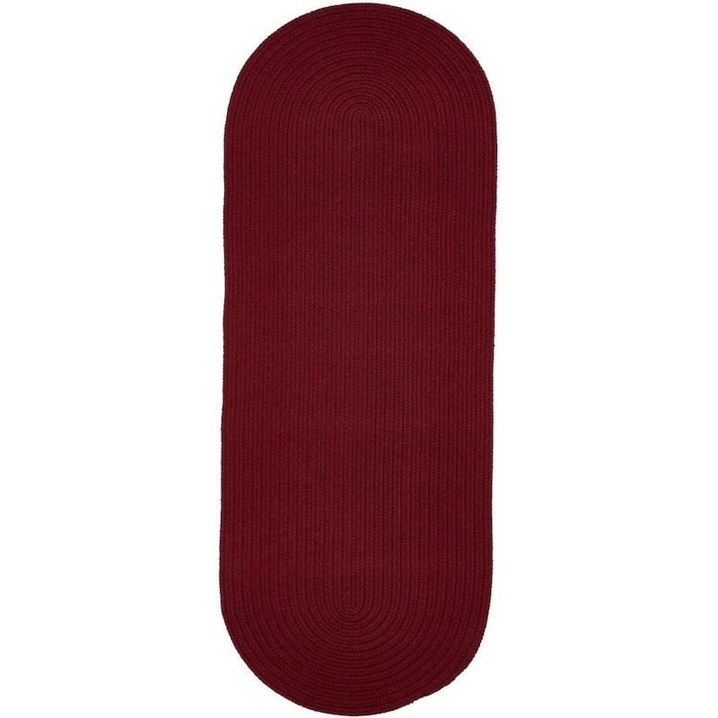 Rhody Rug Madeira Indoor/ Outdoor Braided Rounded Area Rug - Colonial Red - 2' x 8' Runner