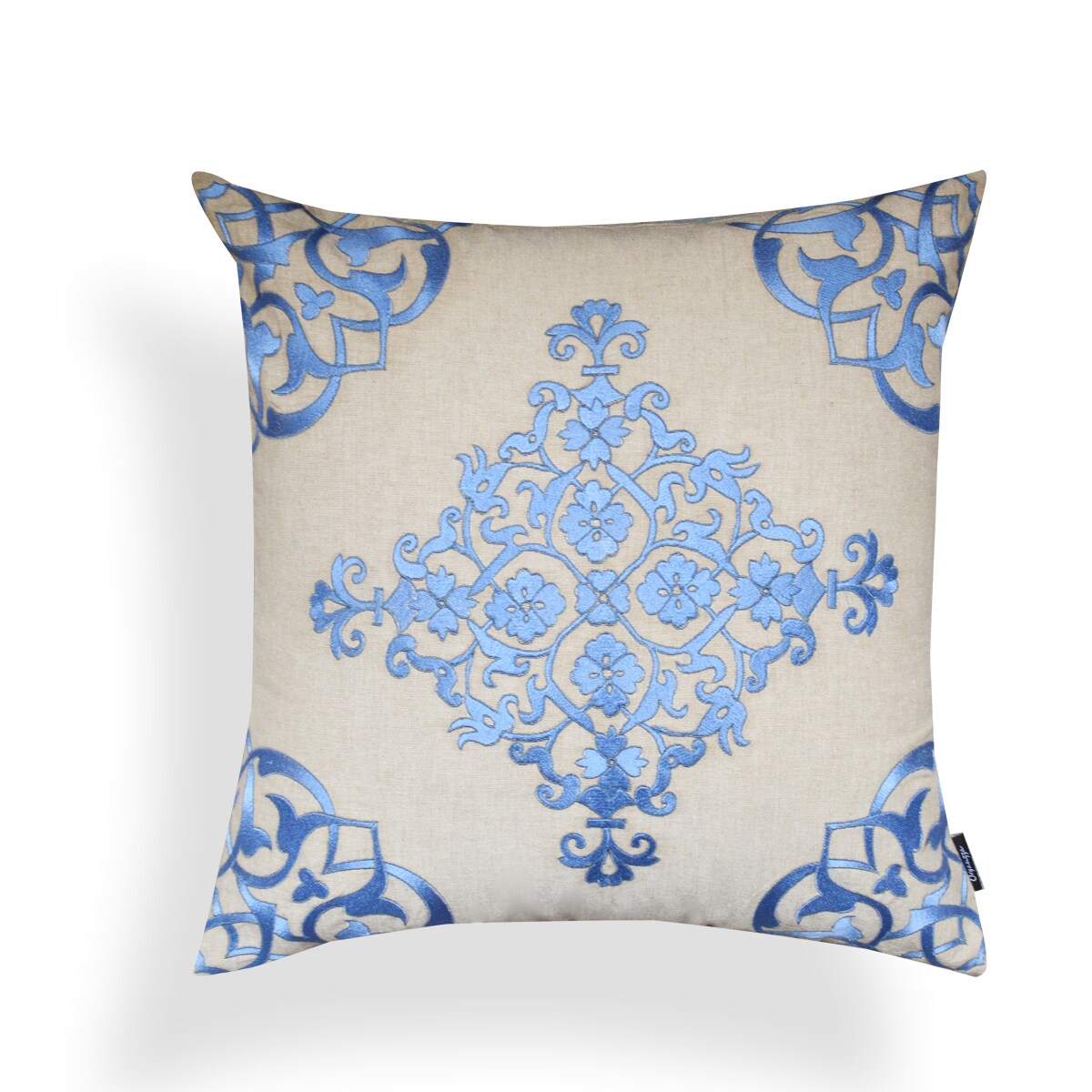 Shop Leanne Beige Blue Baroque Periwinkle 20 Inch Throw Pillow