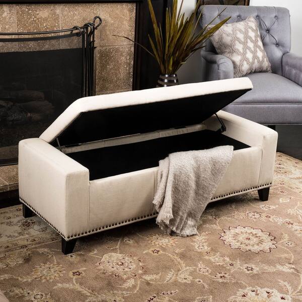 Shop Guernsey Studded Fabric Storage Ottoman Bench by Christopher