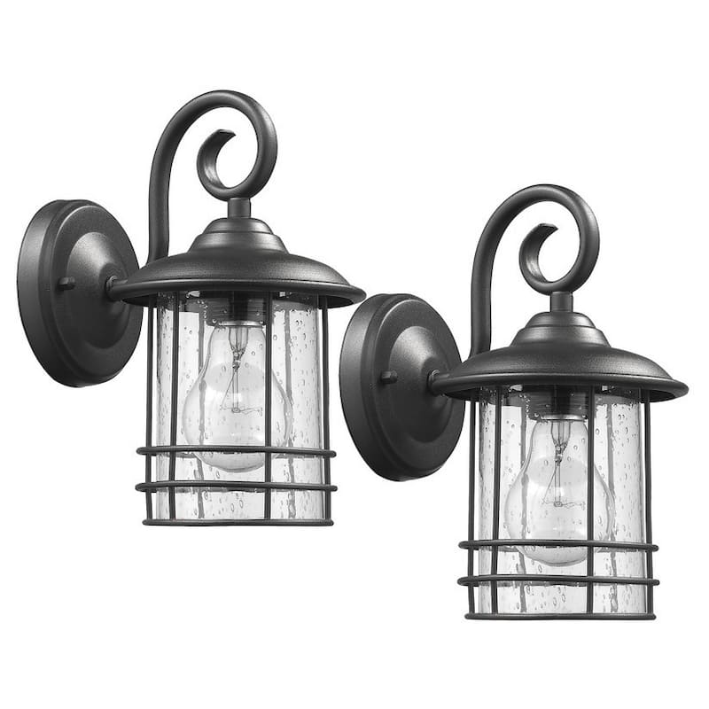 Chloe Transitional 1-light Textured Black Outdoor Wall Lantern 2-pack