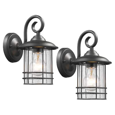 Chloe Transitional 1-light Textured Black Outdoor Wall Lantern 2-pack