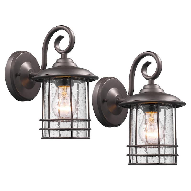 Chloe Transitional 1-light Oil Rubbed Bronze Outdoor Wall Lantern 2-pack